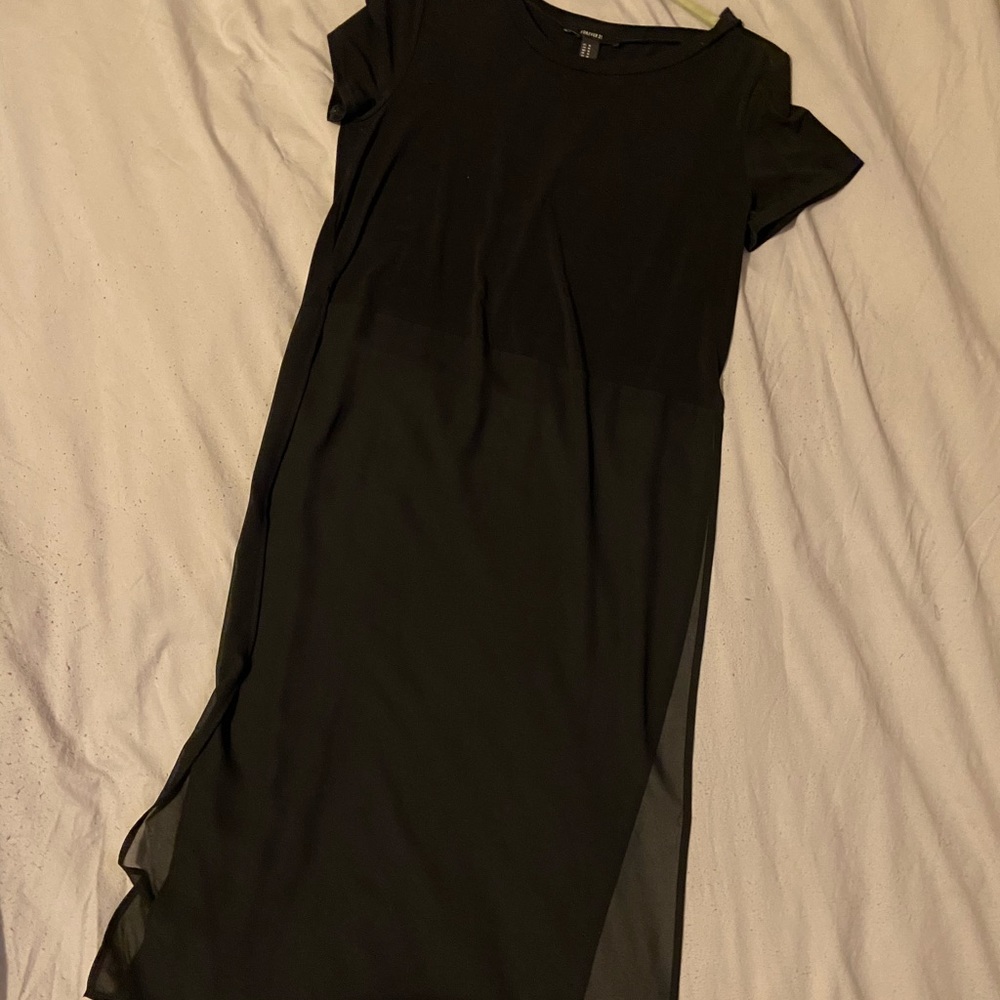 Long sheer short sleeve shirt